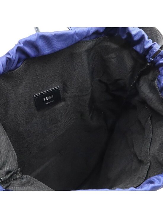 Fendi Logo Face Drawstring Backpack Nylon Leather Navy Blue Multicolor main image 7